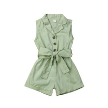 Load image into Gallery viewer, Baby Girls Clothes Sleeveless Turn-down Collar One-Pieces Romper Solid Color Girls Jumpsuit Dress for Girls
