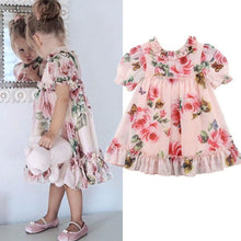 Load image into Gallery viewer, Cute Baby Girls Dress with  Flower Puff Sleeves A -line Dress For Baby Girls for Holiday Party
