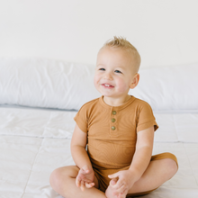 Load image into Gallery viewer, camel ribbed romper
