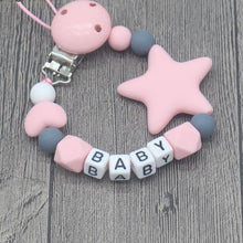 Load image into Gallery viewer, Personalized Name Handmade Pacifier Clips Holder Chain Silicone Pacifier Chains Baby Teether Teething Chain For Baby and Kids
