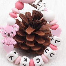 Load image into Gallery viewer, Modern Handmade Personalized Name Baby Pacifier Clips Silicone Pacifier Chain Wood Pacifier Holders For Pacifier For Baby Kids
