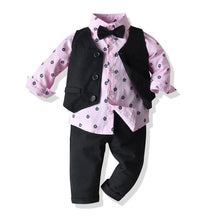 Load image into Gallery viewer, Luxury Modern Outfit Autumn Fashion Baby Boys Gentleman Bow Tie Rompers Pants Suit Baby Set For Celebrations
