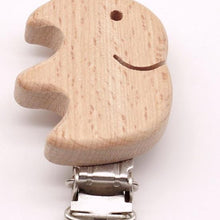 Load image into Gallery viewer, Modern Wood Naural Nipple Chain Accessories BPA Free Cute Modelling Beech Pacifier Clip Small Elephant Heart-shaped Holder for Pacifier
