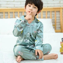 Load image into Gallery viewer, Autumn Winter Long Sleeve Kid Sleepwear Set Silk Pajamas Set Boys Pajamas Sets For Kids Home Cloth Girls Pajamas Set Kids Pajamas Sets Girls Cartoon Pattern Night Suit Children Sleepwear Pajamas Kids Silk Nightwear
