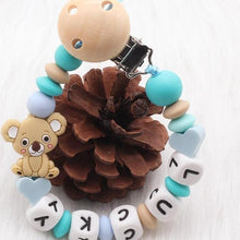 Load image into Gallery viewer, Modern Handmade Personalized Name Baby Pacifier Clips Silicone Pacifier Chain Wood Pacifier Holders For Pacifier For Baby Kids
