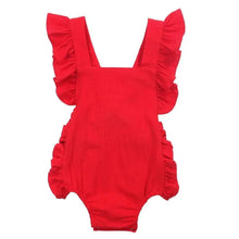 Load image into Gallery viewer, Baby Girl Ruffled Solid Color Sleeveless Backless Romper Jumpsuit Comfy Outfit Excellent Gift For Your Baby Girl
