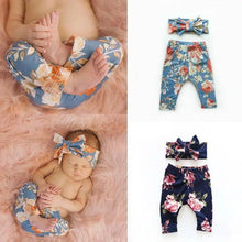 Load image into Gallery viewer, Baby Girls Floral Printed Elastic Waist Big Flower Bottoms Leggings Pants Toddler Trousers With Bow In Set For Girls And Baby and Newborn Baby
