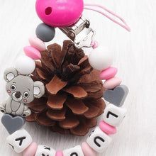 Load image into Gallery viewer, Modern Handmade Personalized Name Baby Pacifier Clips Silicone Pacifier Chain Wood Pacifier Holders For Pacifier For Baby Kids
