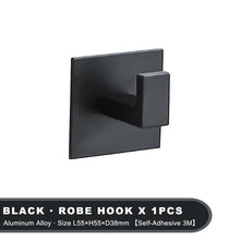 Load image into Gallery viewer, Black Self-Adhesive Wall Hooks For Hanging Keys Clothes Hanger Door Robe Hook Coat Rack Towel Holder Bathroom Accessories Matte Black Finish Wall Mount Coat Hat Door Hook Hanger Bathroom Accessories
