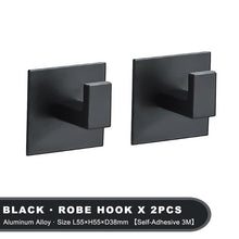 Load image into Gallery viewer, Black Self-Adhesive Wall Hooks For Hanging Keys Clothes Hanger Door Robe Hook Coat Rack Towel Holder Bathroom Accessories Matte Black Finish Wall Mount Coat Hat Door Hook Hanger Bathroom Accessories
