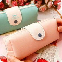 Load image into Gallery viewer, Candy Color Unique Design  PU Leather Metal Button Pencil Cases For Girls Cute Stationary Boy Pencil Pouch For Students
