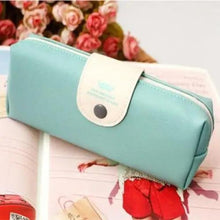 Load image into Gallery viewer, Candy Color Unique Design  PU Leather Metal Button Pencil Cases For Girls Cute Stationary Boy Pencil Pouch For Students

