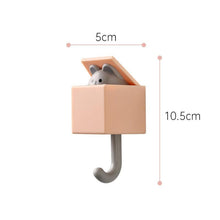 Load image into Gallery viewer, Cartoon Cat Hook Self Adhesive Dormitory Bedroom Door Hangers Hooks Key Umbrella Towel Cap Coat Rack Wall Animal Decoration Rack Non-Marking Hook Nail-Free Animal Hook Entrance Key Strong Sticking Hook
