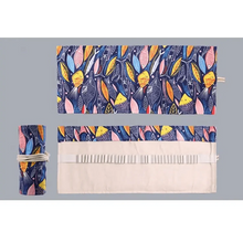 Load image into Gallery viewer, Colorful Roll Up Pencil Case Canvas Flowers Style Colored Pencils Wrap Multi-Purpose Pen Holder Cute Case
