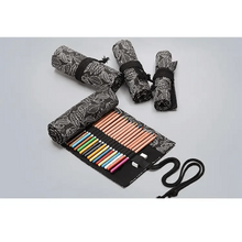 Load image into Gallery viewer, Colorful Roll Up Pencil Case Canvas Flowers Style Colored Pencils Wrap Multi-Purpose Pen Holder Cute Case
