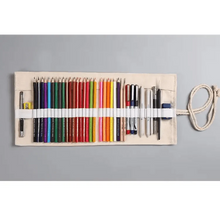 Load image into Gallery viewer, Colorful Roll Up Pencil Case Canvas Flowers Style Colored Pencils Wrap Multi-Purpose Pen Holder Cute Case
