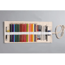 Load image into Gallery viewer, Colorful Roll Up Pencil Case Canvas Flowers Style Colored Pencils Wrap Multi-Purpose Pen Holder Cute Case
