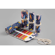 Load image into Gallery viewer, Colorful Roll Up Pencil Case Canvas Flowers Style Colored Pencils Wrap Multi-Purpose Pen Holder Cute Case
