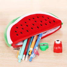 Load image into Gallery viewer, Colorful Watermelon Shaped Plush Soft Students Pencil Case  Makeup Pouch Cute Design
