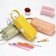 Load image into Gallery viewer, Durable Simple Large Capacity School Stationery Double Layer Case  Students Unique Design High Quality Office Handbag Pencil Case
