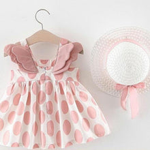Load image into Gallery viewer, Luxury Modern Baby Girls Dresses With Hat 2pcs Clothes Sets Kids Clothes Baby Sleeveless Dress Print Floral Fruit Design Style
