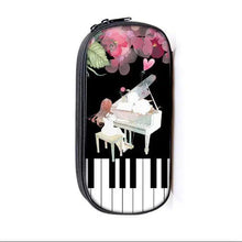 Load image into Gallery viewer, Elegant Music Note Piano Pen Case Holder Stylish Black/White Pencil Bag Guitar Pencil Case Unique Stationery Case For School
