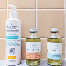 Load image into Gallery viewer, NOLEO Gentle Baby Oil – Natural Massage Oil for Babies | Soothes, Relaxes &amp; Nourishes Delicate Skin | 4oz Glass Bottle
