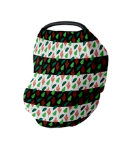 Load image into Gallery viewer, Trees &amp; Holly Car Seat Cover, Nursing Cover for Christmas Baby
