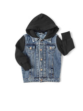 Load image into Gallery viewer, Hooded Denim Jacket - Black
