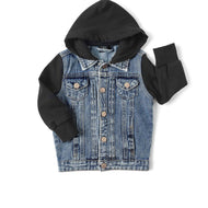 Hooded Denim Jacket - Black