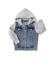 Load image into Gallery viewer, Hooded Denim Jacket - Grey
