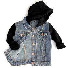 Load image into Gallery viewer, Hooded Denim Jacket - Black
