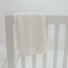 Load image into Gallery viewer, Vanilla White Pointelle Knit Blanket
