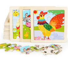 Load image into Gallery viewer, Intelligence Kids Toy Wooden 3D Puzzle Tangram for Children Baby Cartoon Animal , Traffic Puzzles Educational Learning Toys
