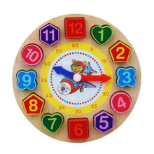 Load image into Gallery viewer, Montessori Cartoon Animal Educational Wooden Beaded Geometry  Digital Clock Puzzles Matching Clock Toy For Children
