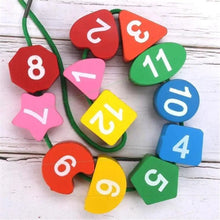 Load image into Gallery viewer, Montessori Cartoon Animal Educational Wooden Beaded Geometry  Digital Clock Puzzles Matching Clock Toy For Children
