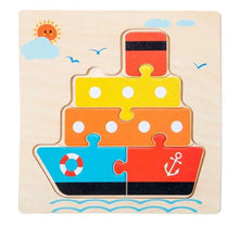 Load image into Gallery viewer, Montessori Games Baby Animals/traffic Kid's Cognition Puzzles Toys Wooden Cartoon Cognition Puzzle Toys Matching Education Game
