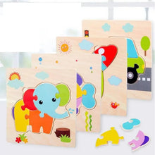 Load image into Gallery viewer, Montessori Games Baby Animals/traffic Kid's Cognition Puzzles Toys Wooden Cartoon Cognition Puzzle Toys Matching Education Game
