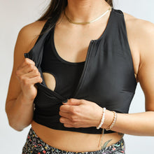 Load image into Gallery viewer, Crop Zip Up Breastfeeding Swimsuit Top
