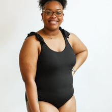 Load image into Gallery viewer, Ribbed One Piece Tie Shoulder Breastfeeding Swimsuit
