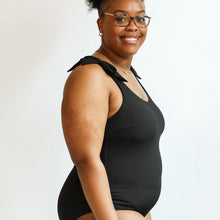 Load image into Gallery viewer, Ribbed One Piece Tie Shoulder Breastfeeding Swimsuit
