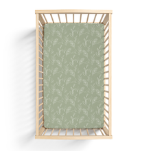 Load image into Gallery viewer, Organic Bamboo Cotton Blend Crib Sheet in Natural Oasis Willow
