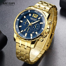 Load image into Gallery viewer, Luxury Men's Gold Business Watches Quartz Analogue Wristwatch Stainless Steel Waterproof Luminous Watch
