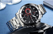 Load image into Gallery viewer, Luxury Men's Business Quartz Watches Blue Fashion Chronograph Elegant Stainless Steel Wristwatches For Man
