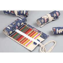 Load image into Gallery viewer, Roll Up Canvas Wrap Pencil Bag For Students Stylish Stationary Storage Pouch Unique Pencil Case For School
