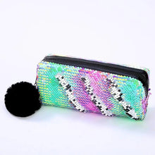 Load image into Gallery viewer, Shiny Reversible Girls Pencil Case Glitter Design Double Color Zipper Make Up Bag Stationery Case For Students
