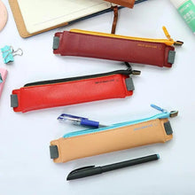 Load image into Gallery viewer, Slim Leather Unique Design Pencil Case Book Holder Pouch With Elastic Band For Notebook Fashion School Pen Case

