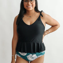 Load image into Gallery viewer, Tie Shoulder Breastfeeding Peplum Tankini Swimsuit Top
