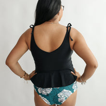 Load image into Gallery viewer, Tie Shoulder Breastfeeding Peplum Tankini Swimsuit Top
