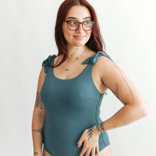 Load image into Gallery viewer, Ribbed One Piece Tie Shoulder Breastfeeding Swimsuit
